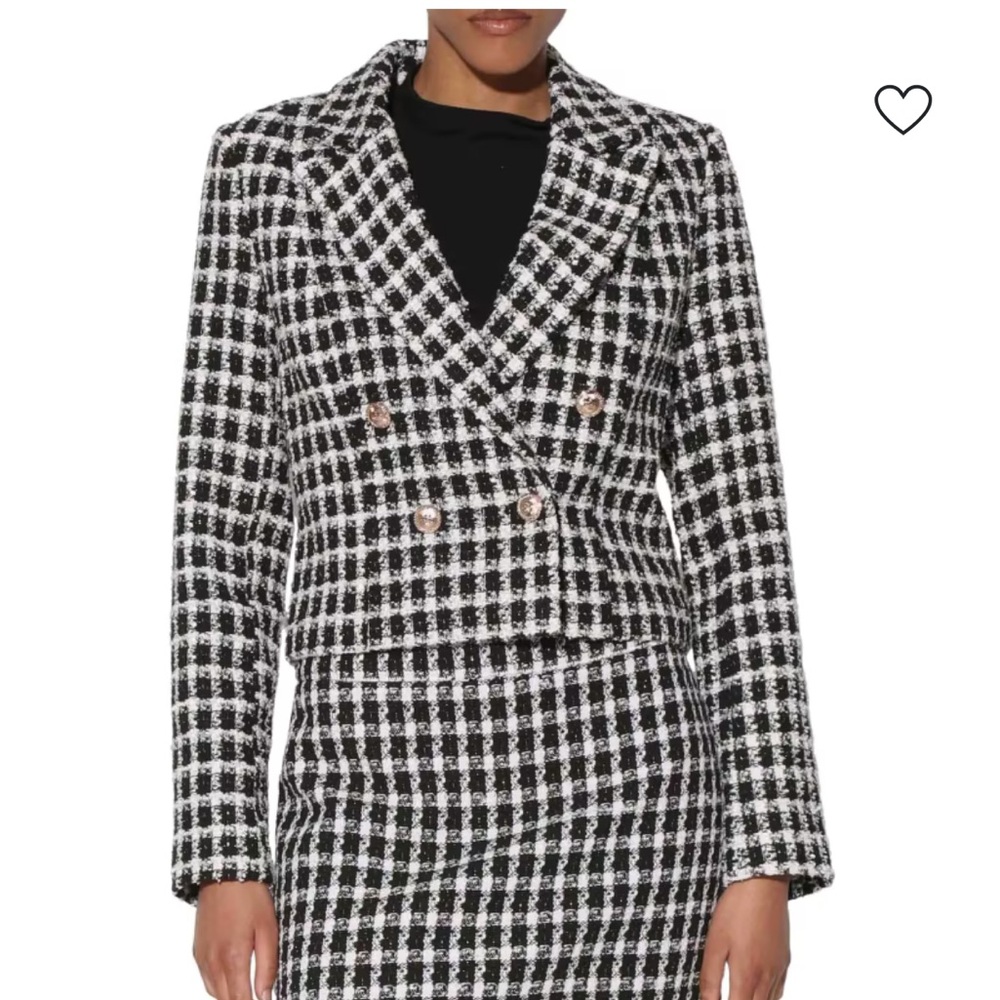 NWT Walter Baker Black and White Plaid Blazer